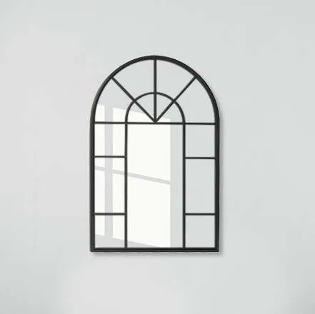 black/white/gold window shaped arch wall mirror