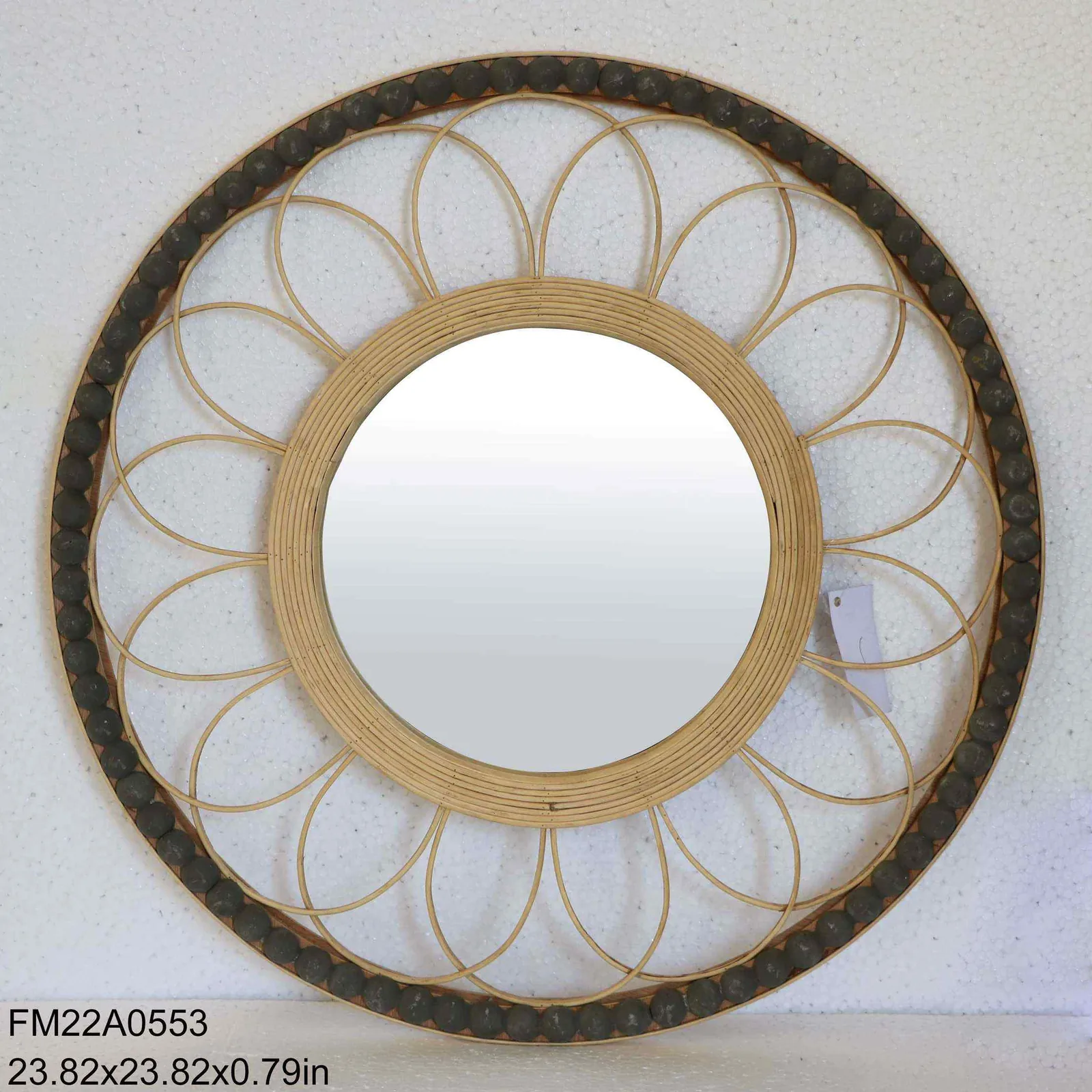 decorative rattan framed wall mirror