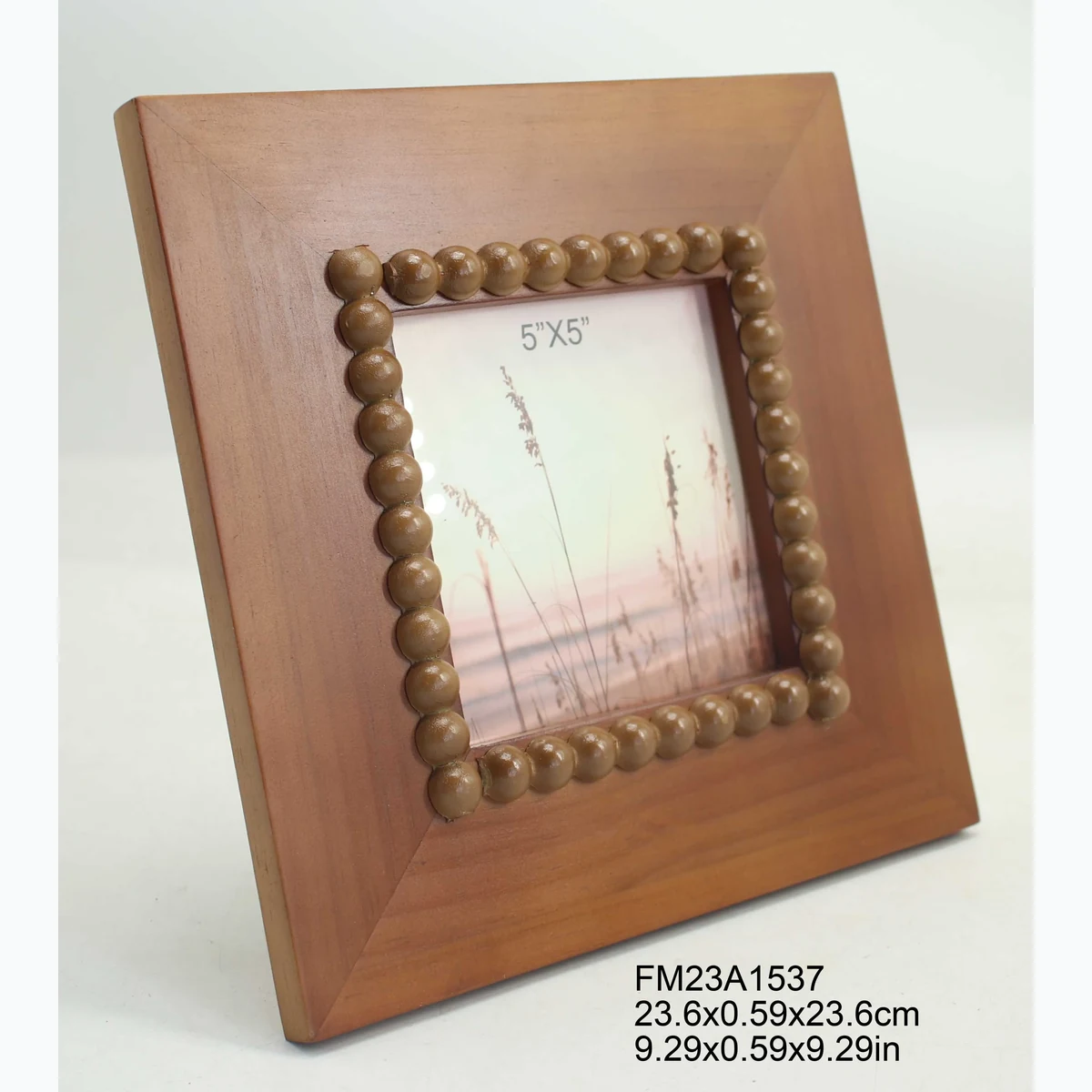 Vintage Solid Wood Square Beaded Picture Frame