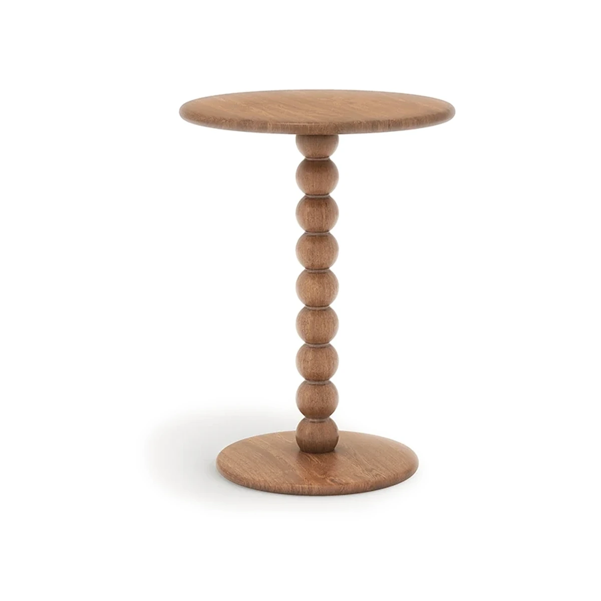 Farmhouse Solid Wood Round Beaded Accent Table