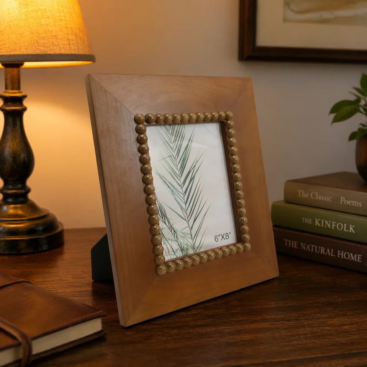 Vintage Solid Wood Beaded Picture Frame
