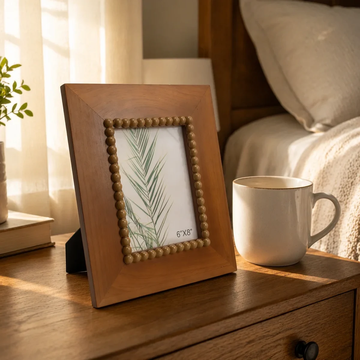 Vintage Solid Wood Beaded Picture Frame