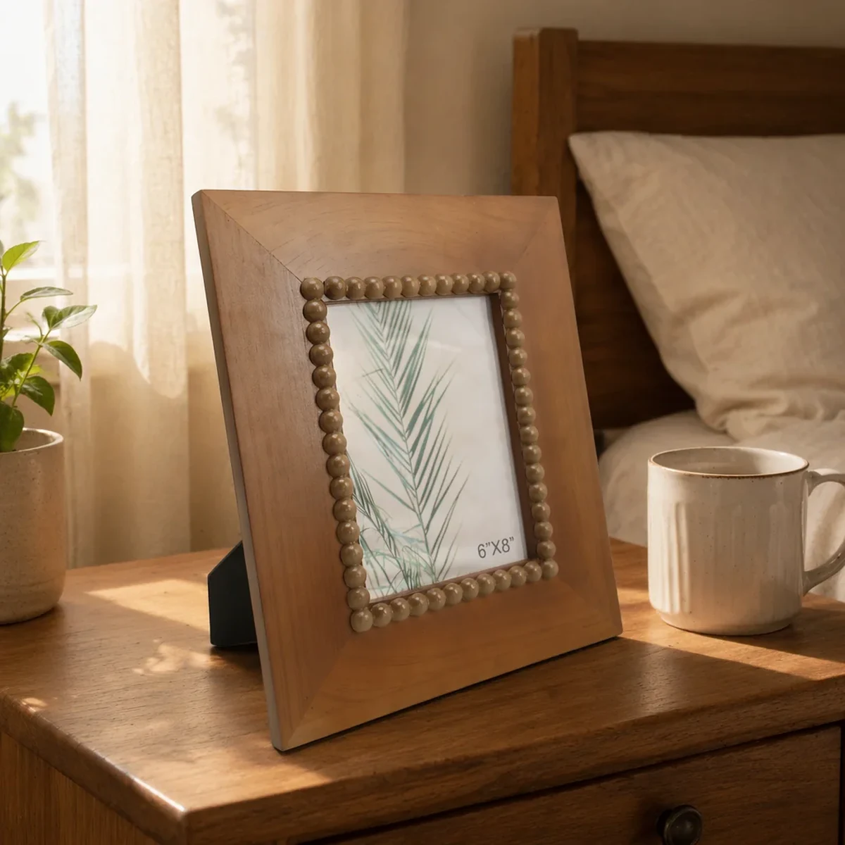 Vintage Solid Wood Beaded Picture Frame