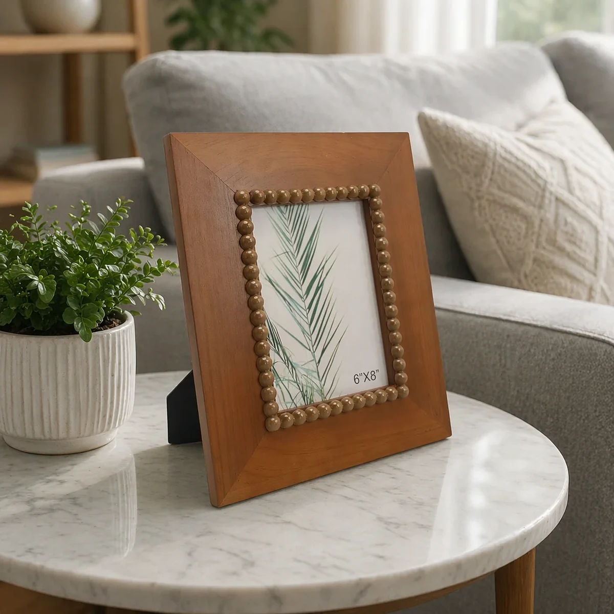 Vintage Solid Wood Beaded Picture Frame