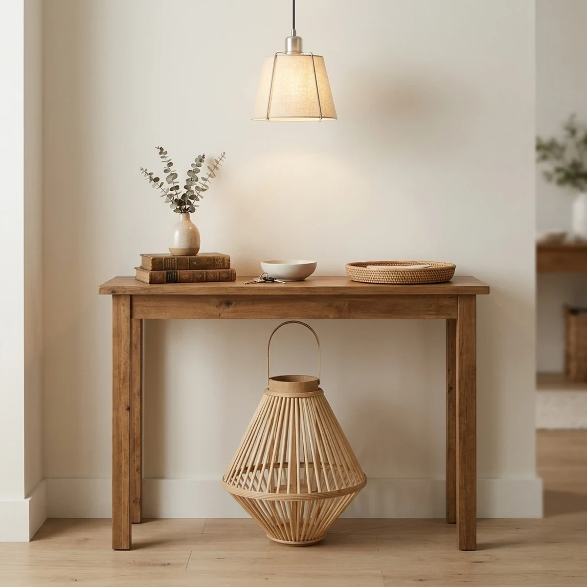 Rustic Rattan Woven Lantern Home Accent