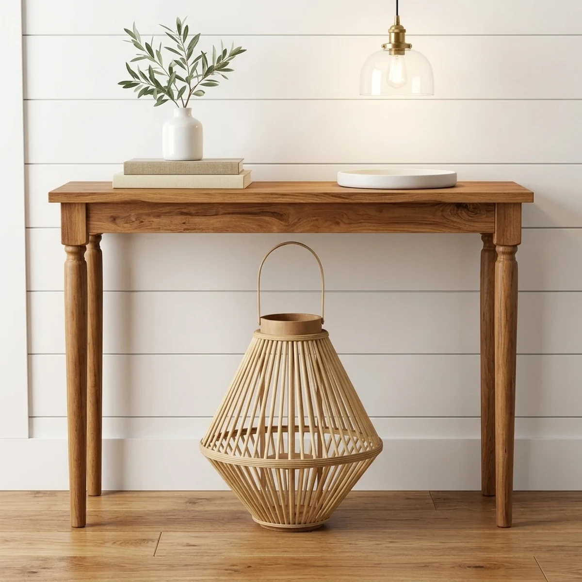Rustic Rattan Woven Lantern Home Accent