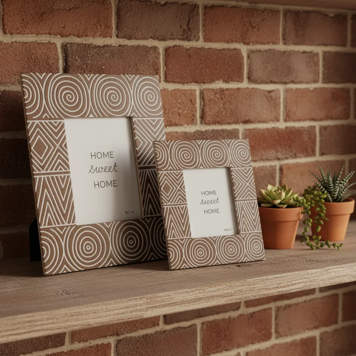 Boho Solid Wood Geometric Picture Frame