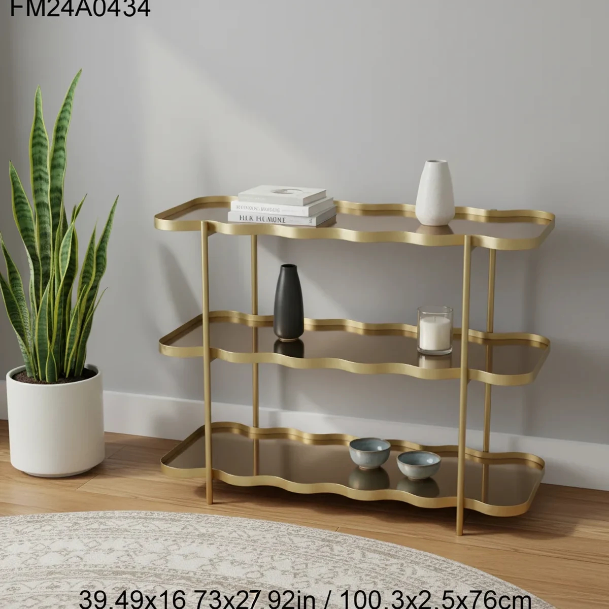 Minimalist Glass Wavy 3-Tier Floating Wall Shelf
