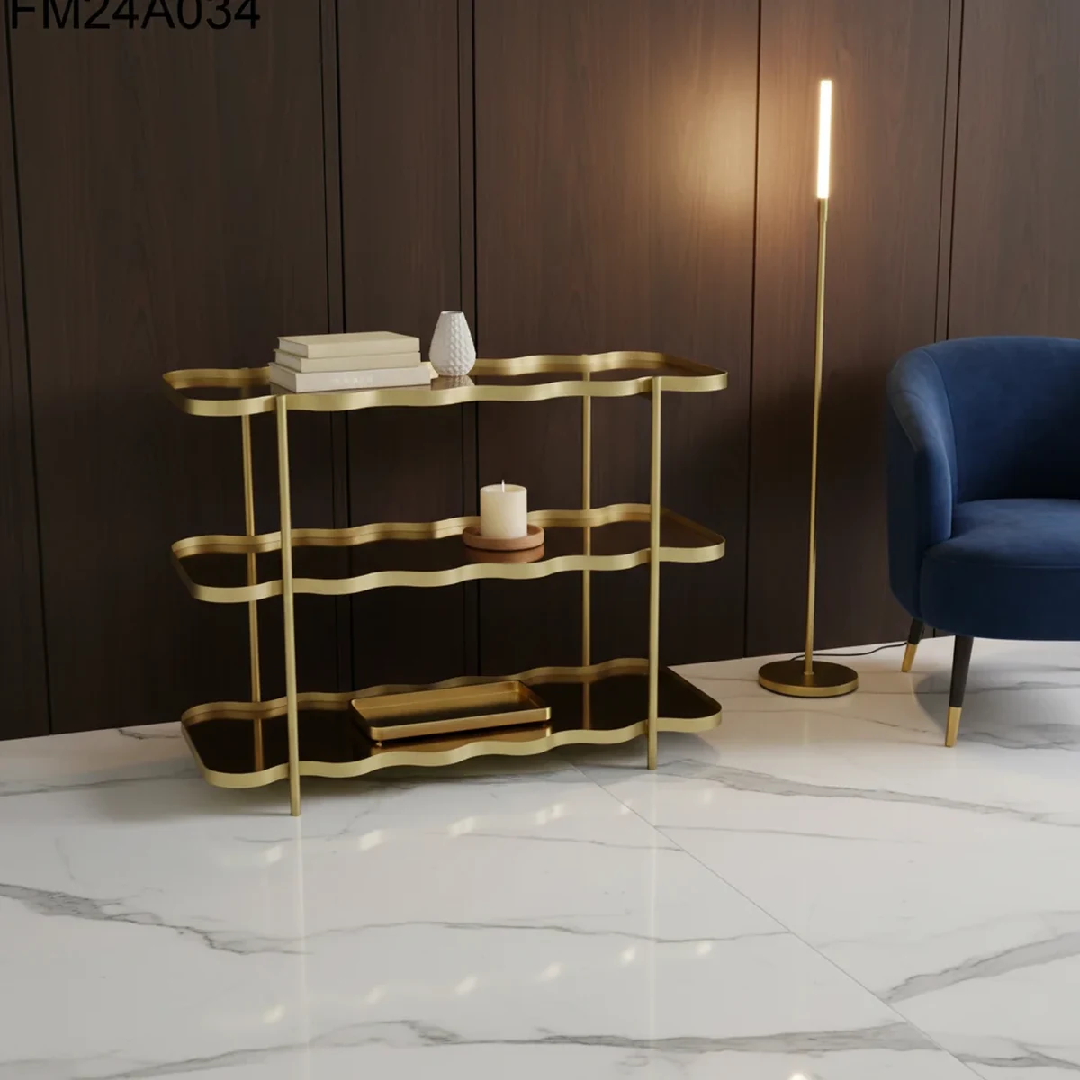 Minimalist Glass Wavy 3-Tier Floating Wall Shelf