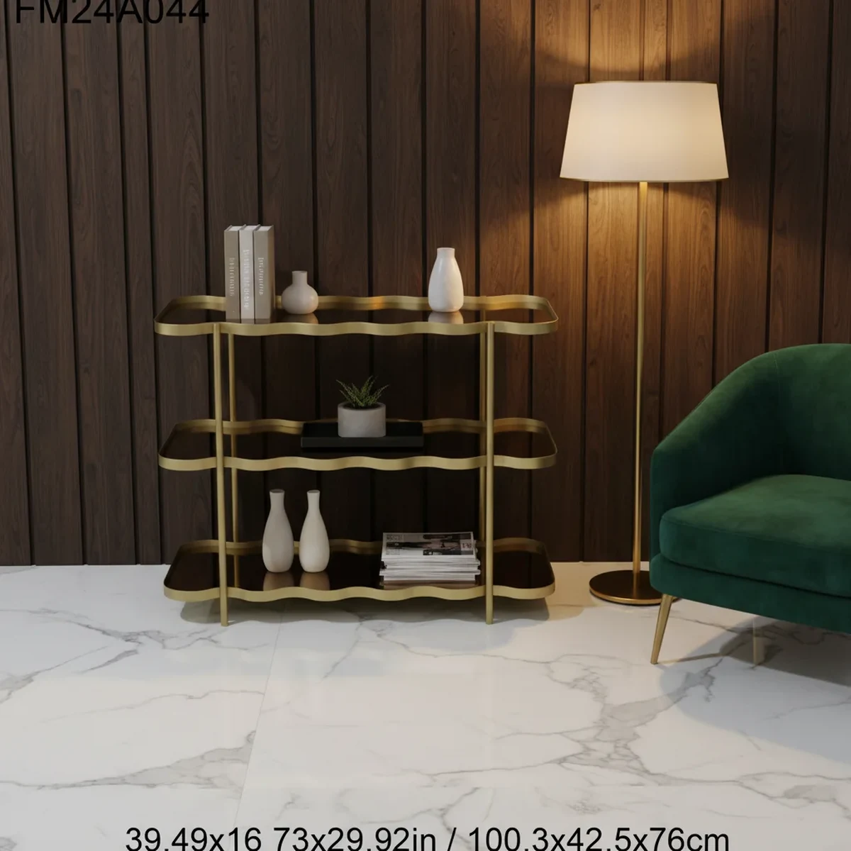 Minimalist Glass Wavy 3-Tier Floating Wall Shelf