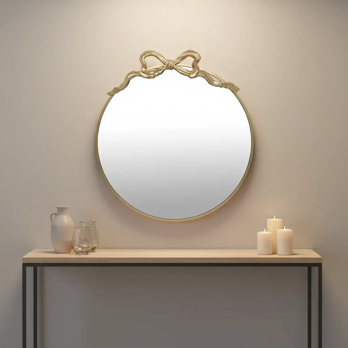 Antique Metal Round Round Wall Mirror