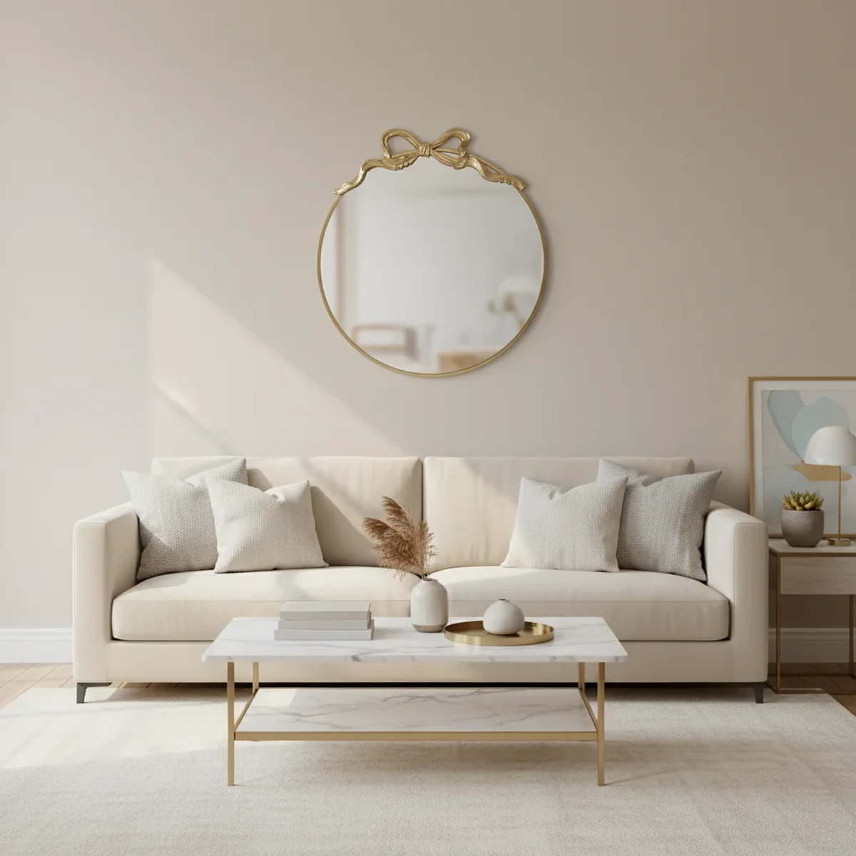Antique Metal Round Round Wall Mirror