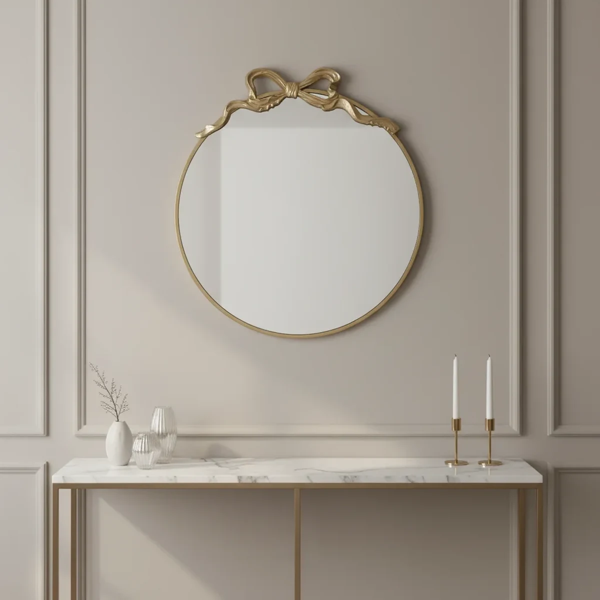 Antique Metal Round Round Wall Mirror