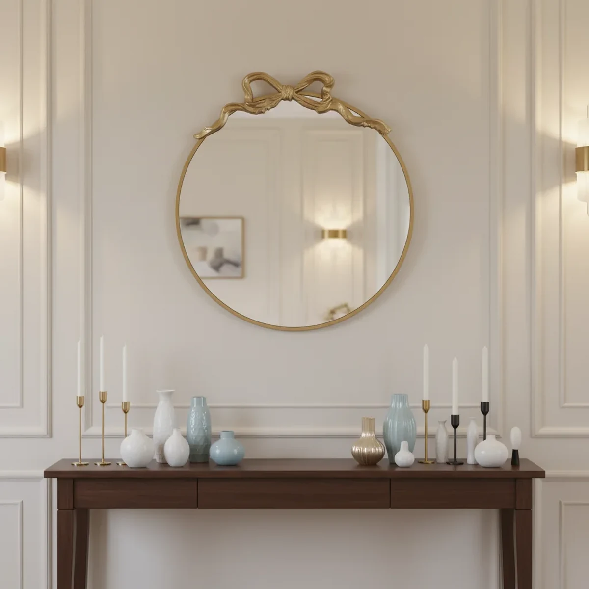 Antique Metal Round Round Wall Mirror