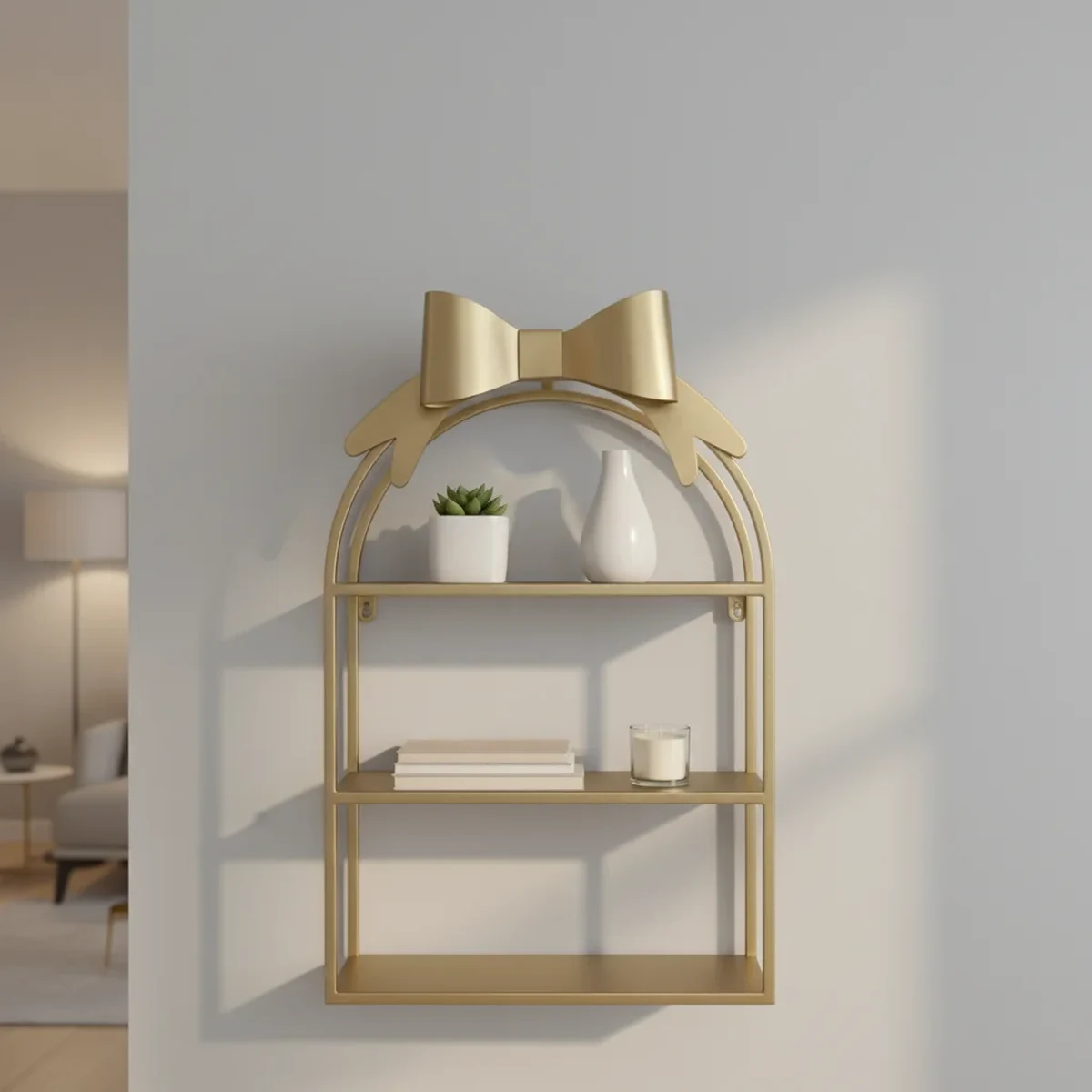 Modern Metal Arched Arch Floating Wall Shelf