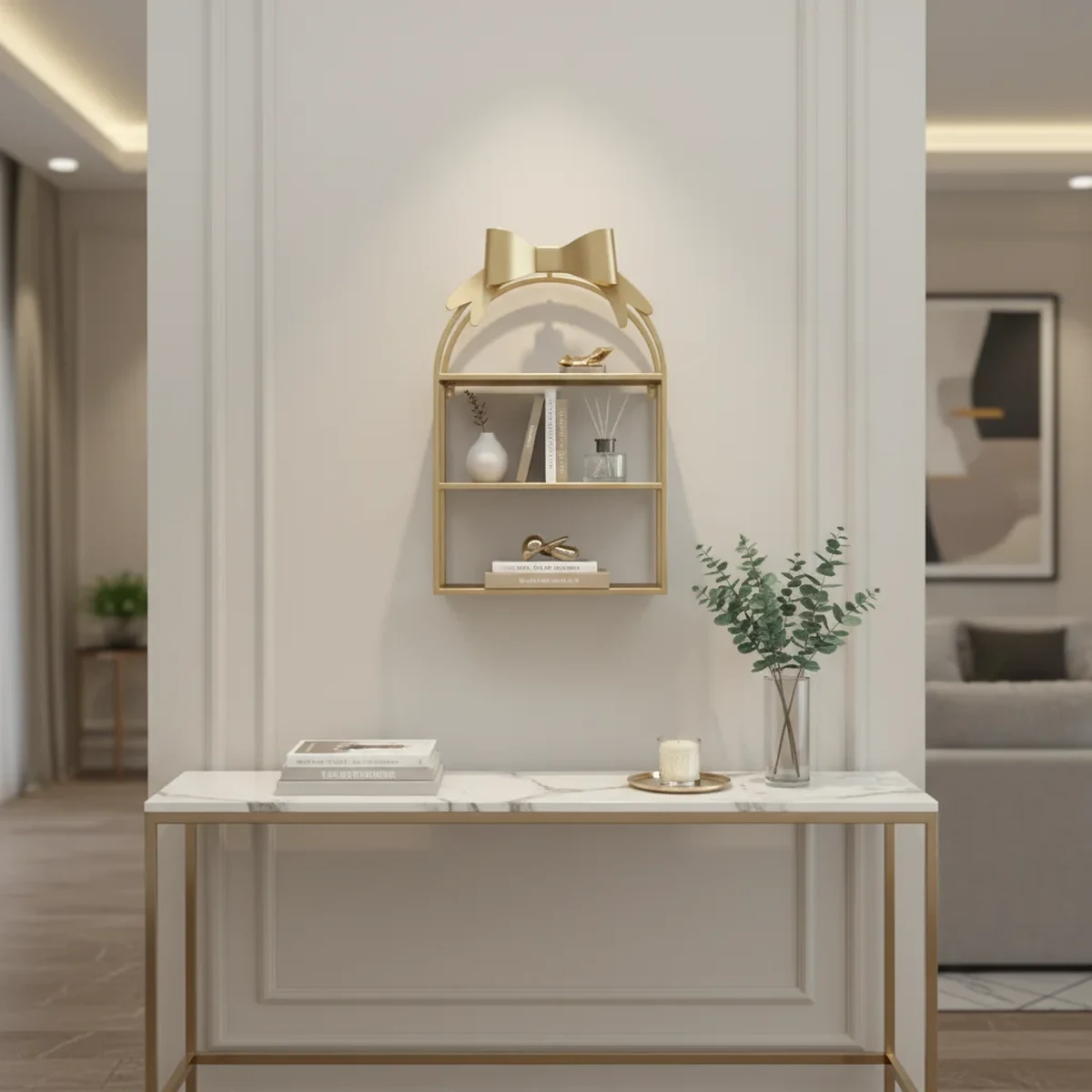 Modern Metal Arched Arch Floating Wall Shelf