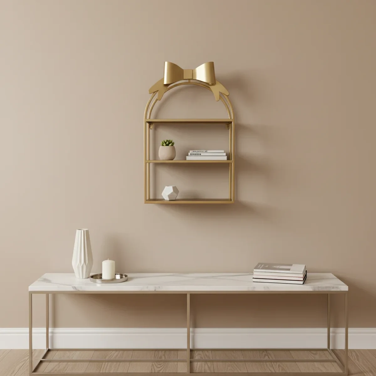 Modern Metal Arched Arch Floating Wall Shelf