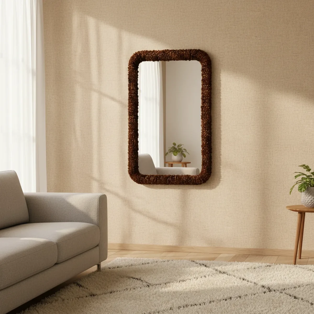 Art Deco Solid Wood Rectangular Wall Mirror