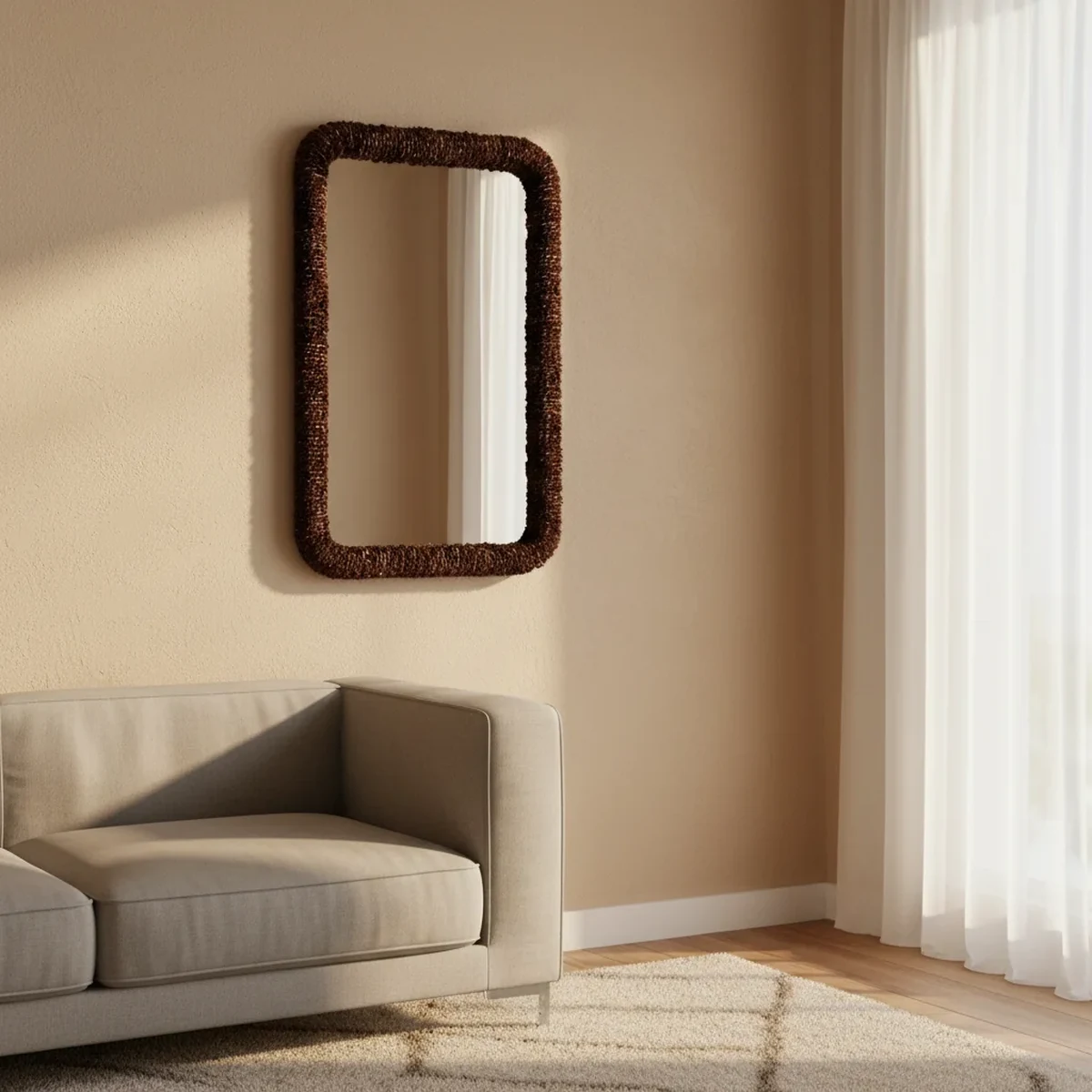 Art Deco Solid Wood Rectangular Wall Mirror