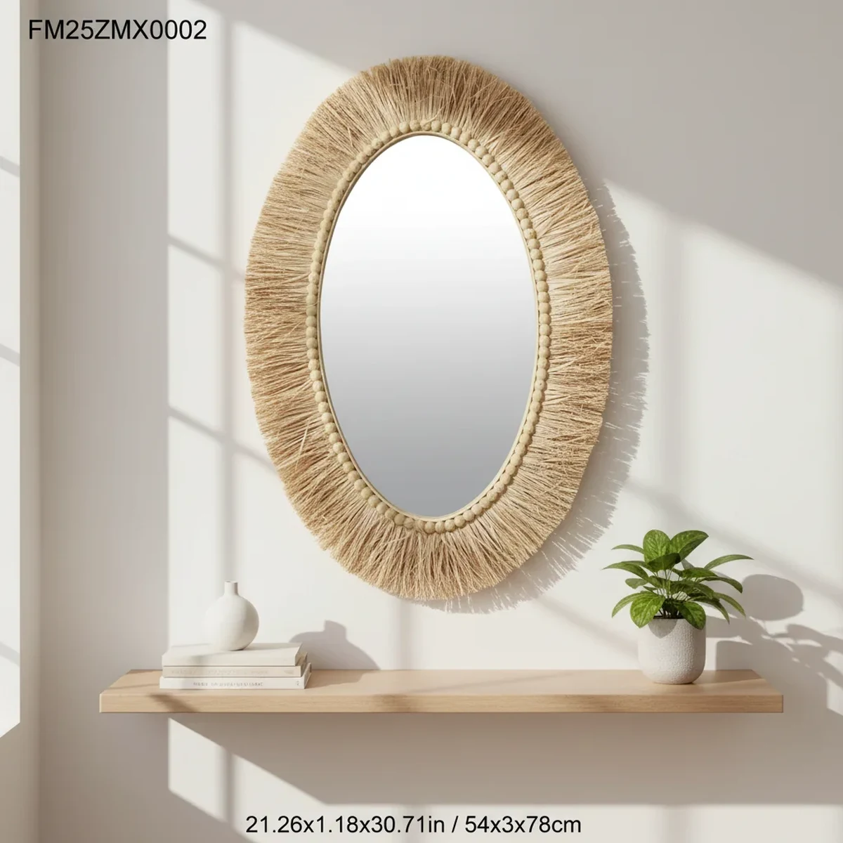 Bohemian Grass Oval Round Wall Mirror