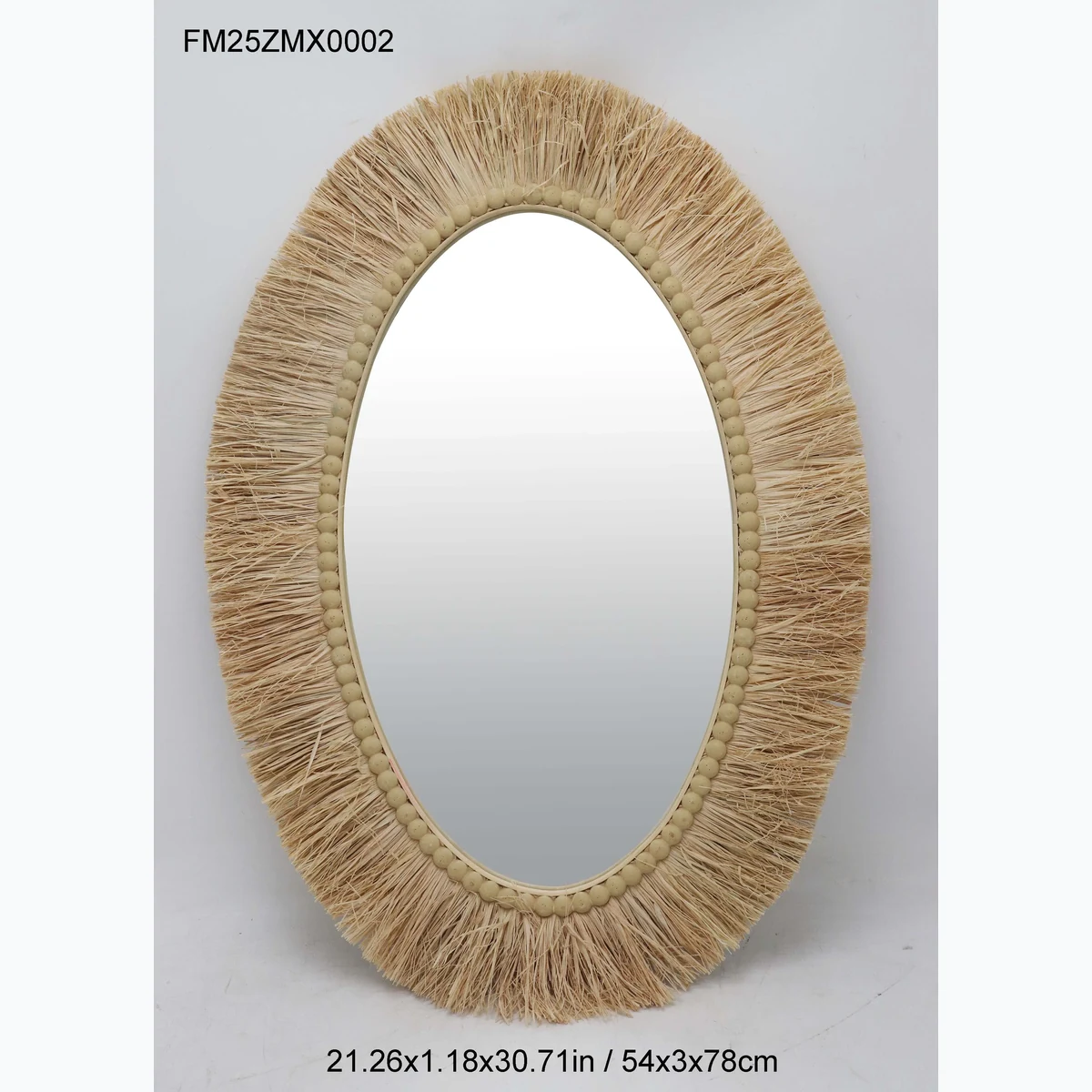 Bohemian Grass Oval Round Wall Mirror