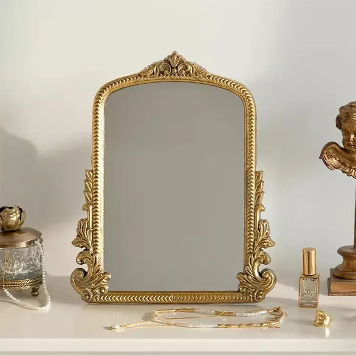 Vintage Solid Wood Arched Arch Wall Mirror