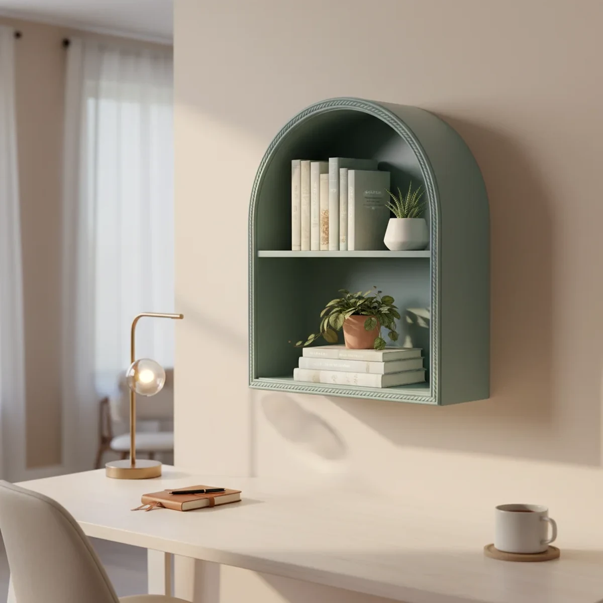 Classic Solid Wood Arched Arch Floating Wall Shelf