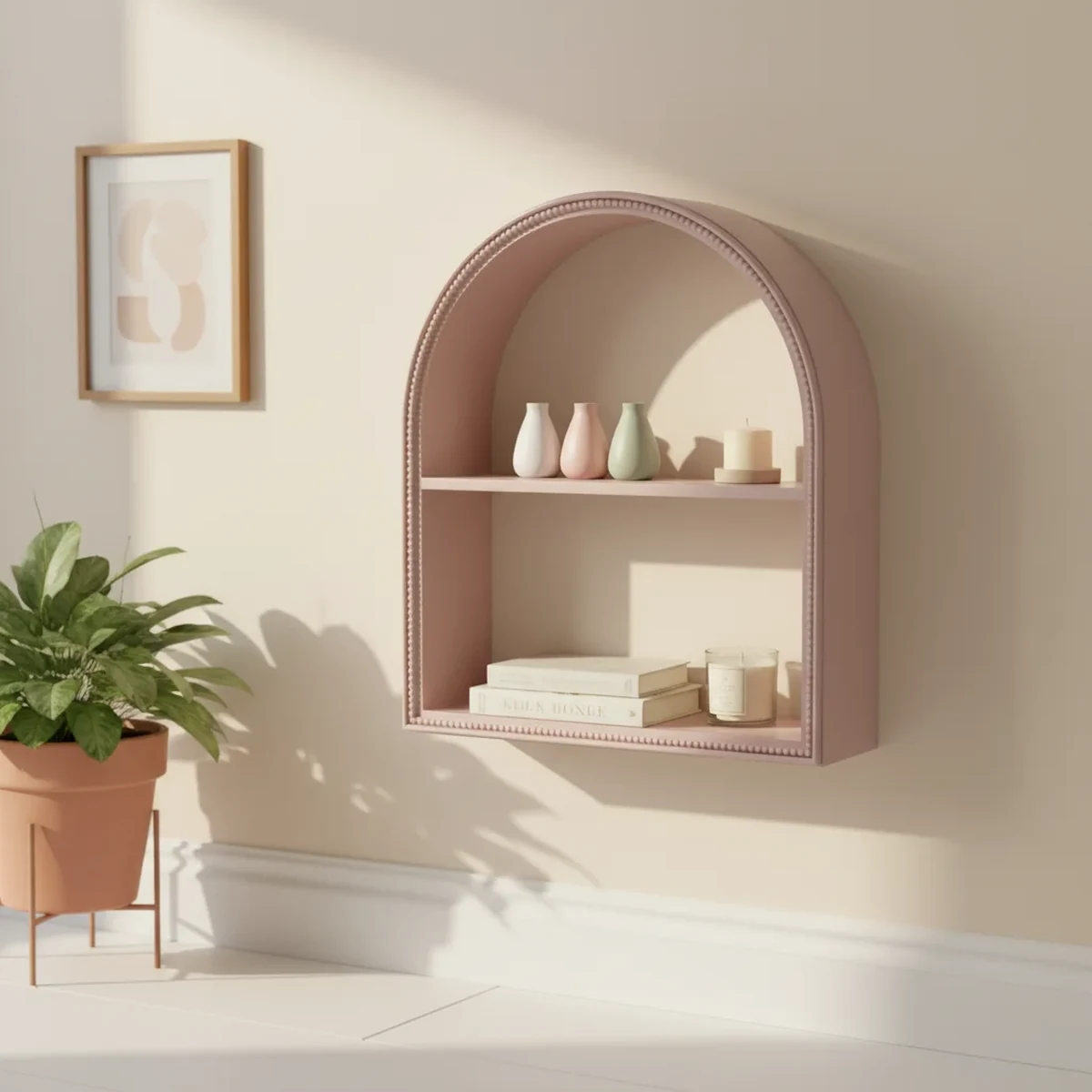 Classic Solid Wood Arched Arch Floating Wall Shelf