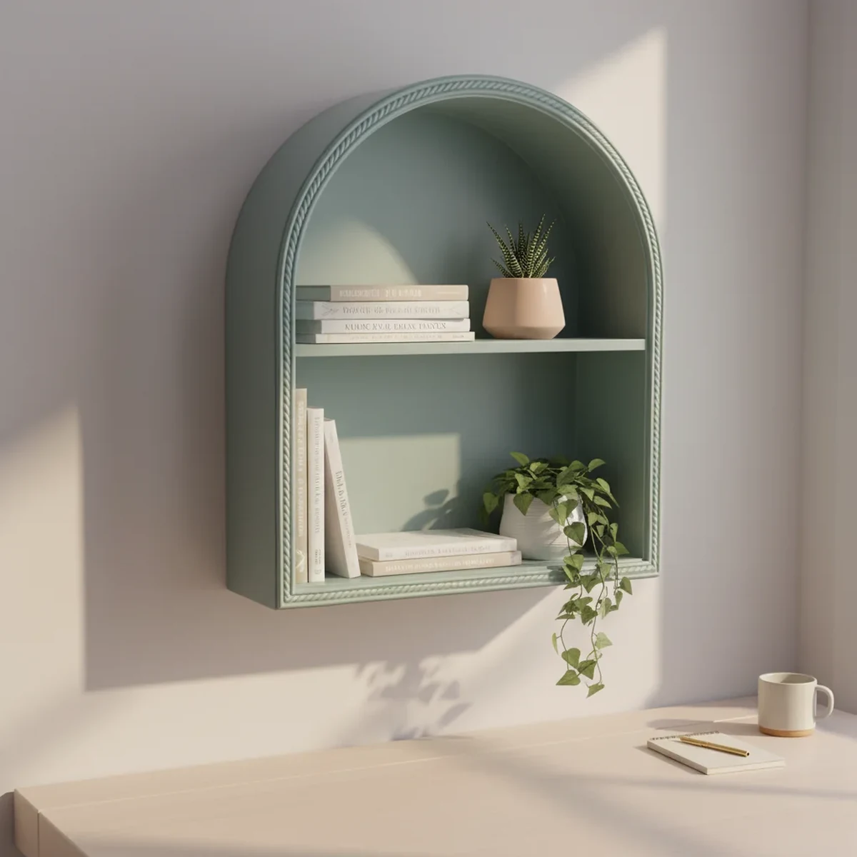 Classic Solid Wood Arched Arch Floating Wall Shelf