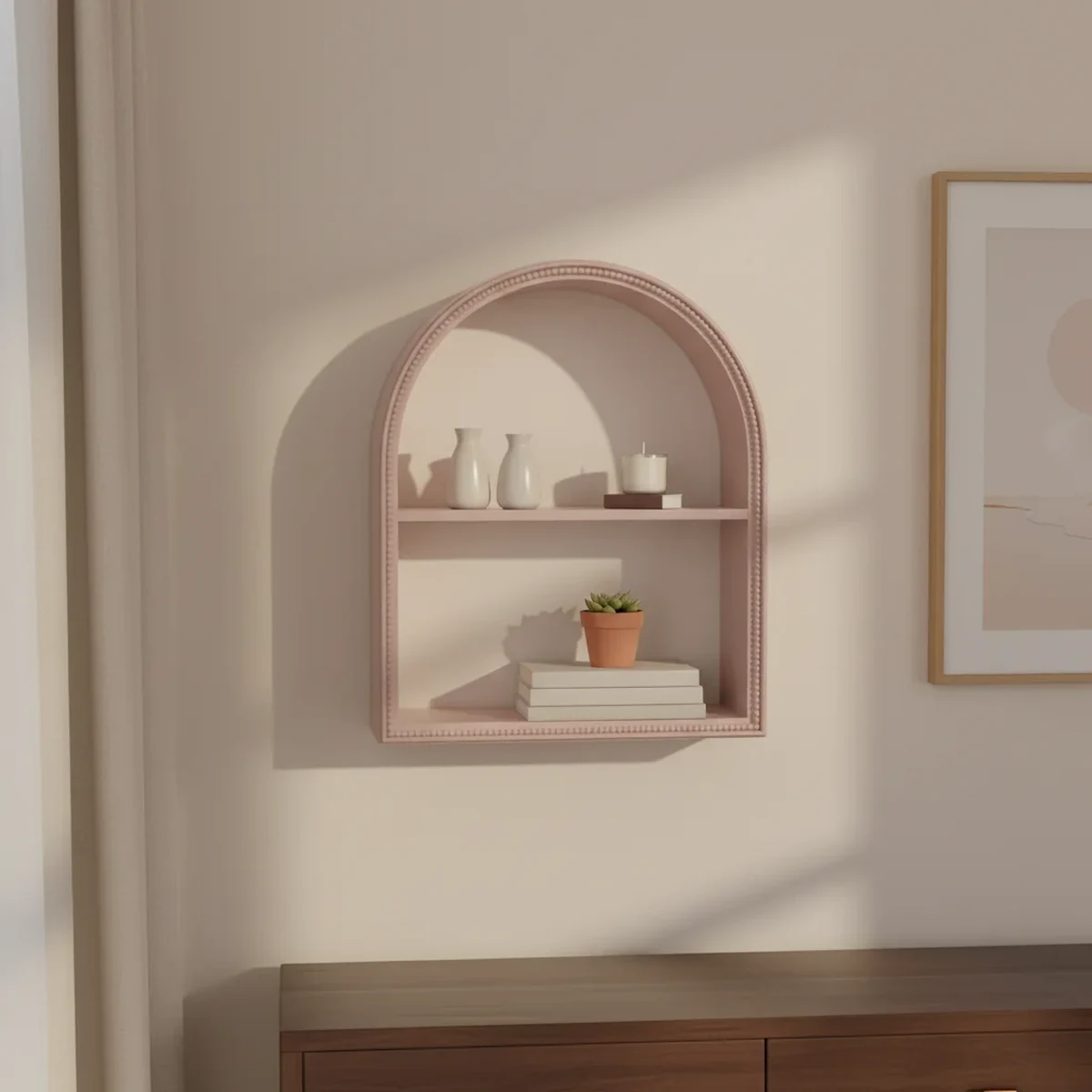Classic Solid Wood Arched Arch Floating Wall Shelf