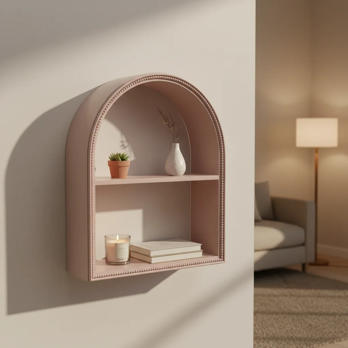 Classic Solid Wood Arched Arch Floating Wall Shelf