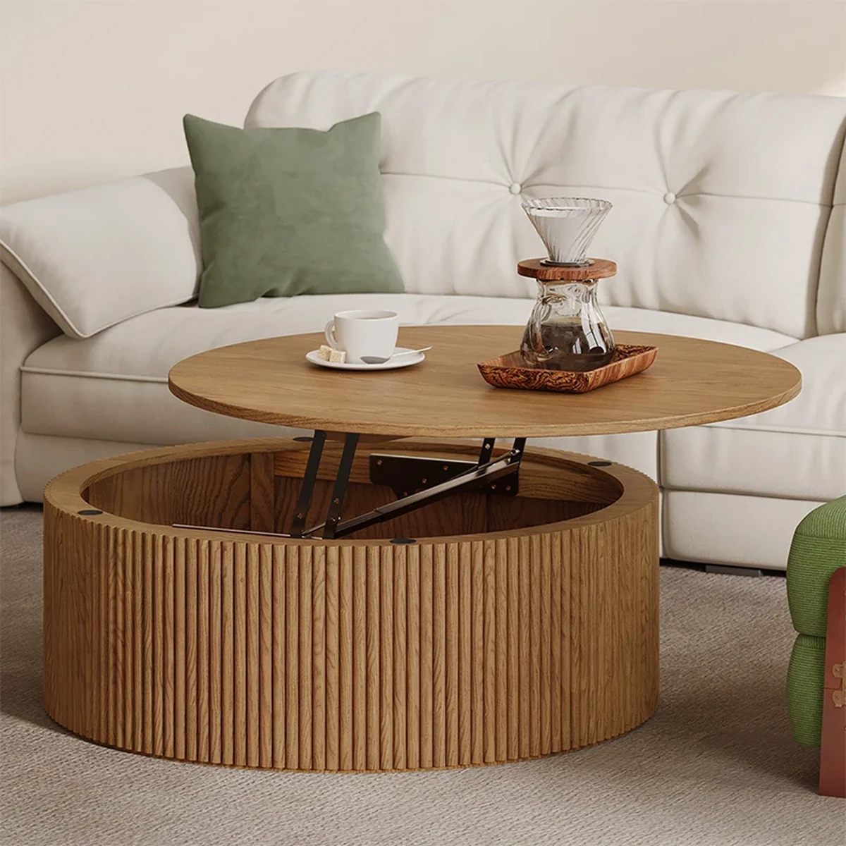 Farmhouse Solid Wood Round Coffee Accent Table