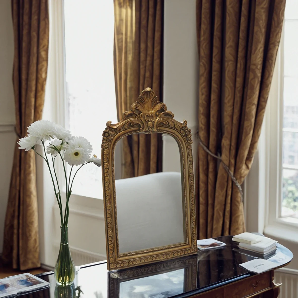 Vintage Resin Arch Side Tabletop Vanity Mirror