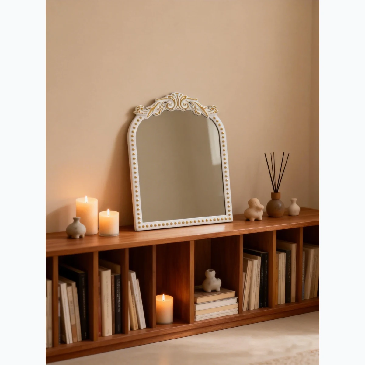 Art Deco Metal Arch Wall Mirror