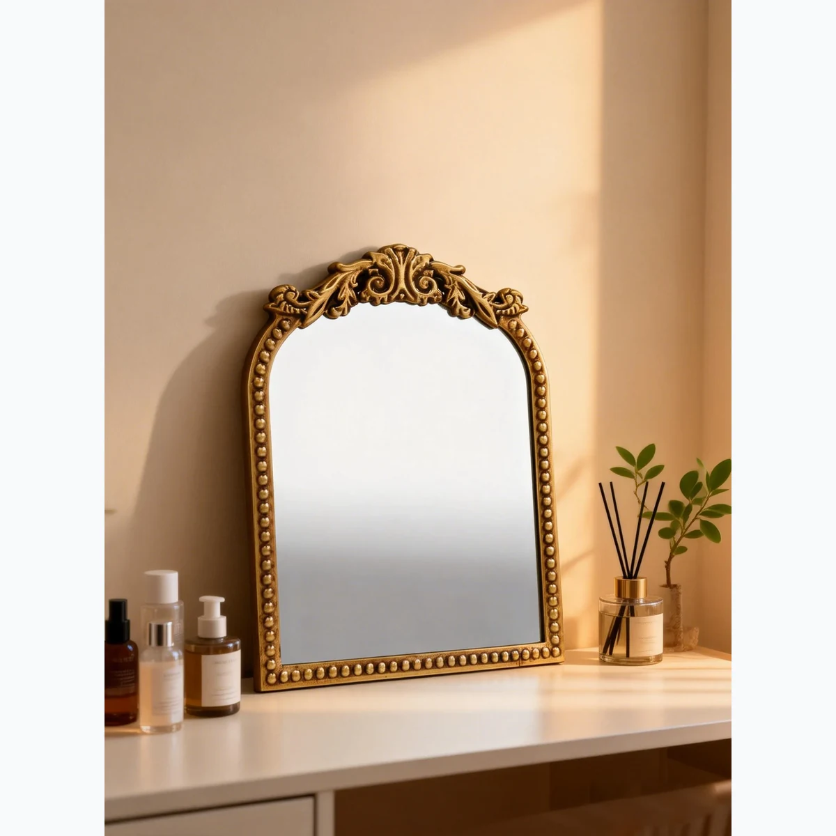 Art Deco Metal Arch Wall Mirror