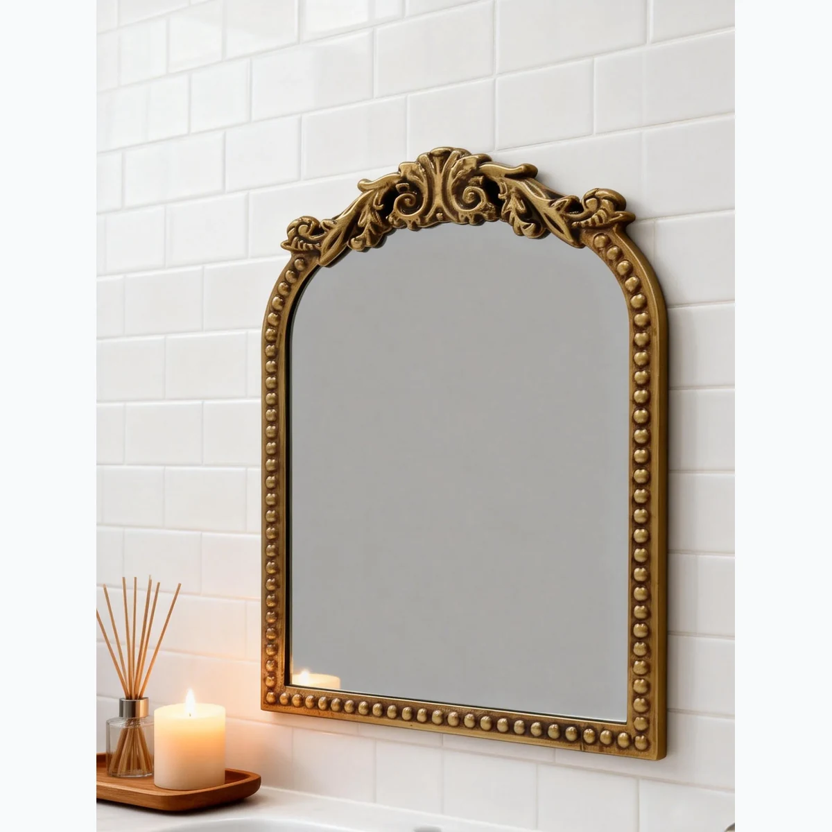 Art Deco Metal Arch Wall Mirror