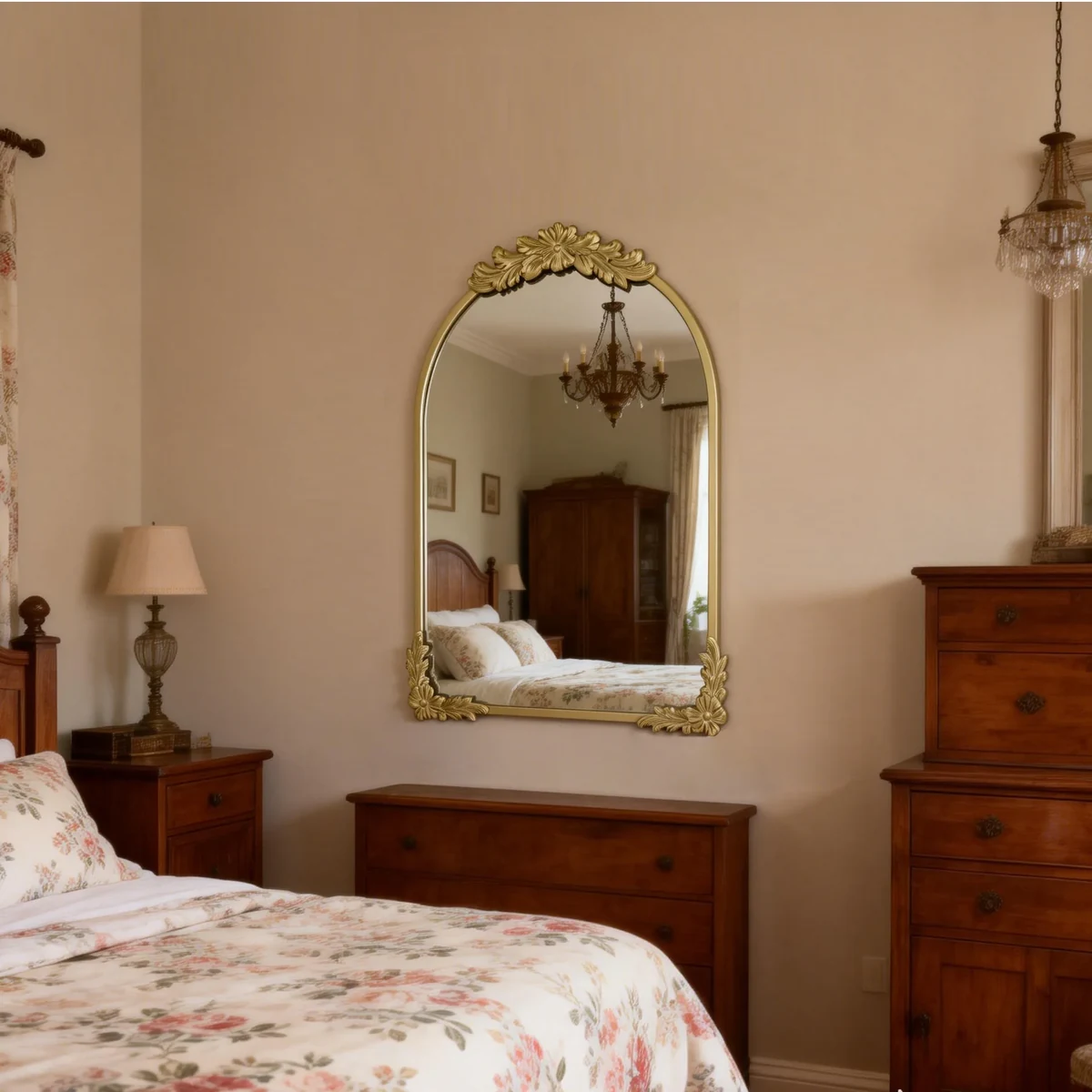 Antique Metal Arch Wall Mirror