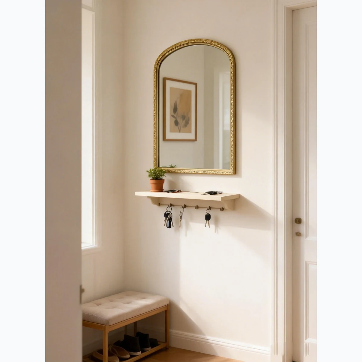 Antique Solid Wood Wall Mirror
