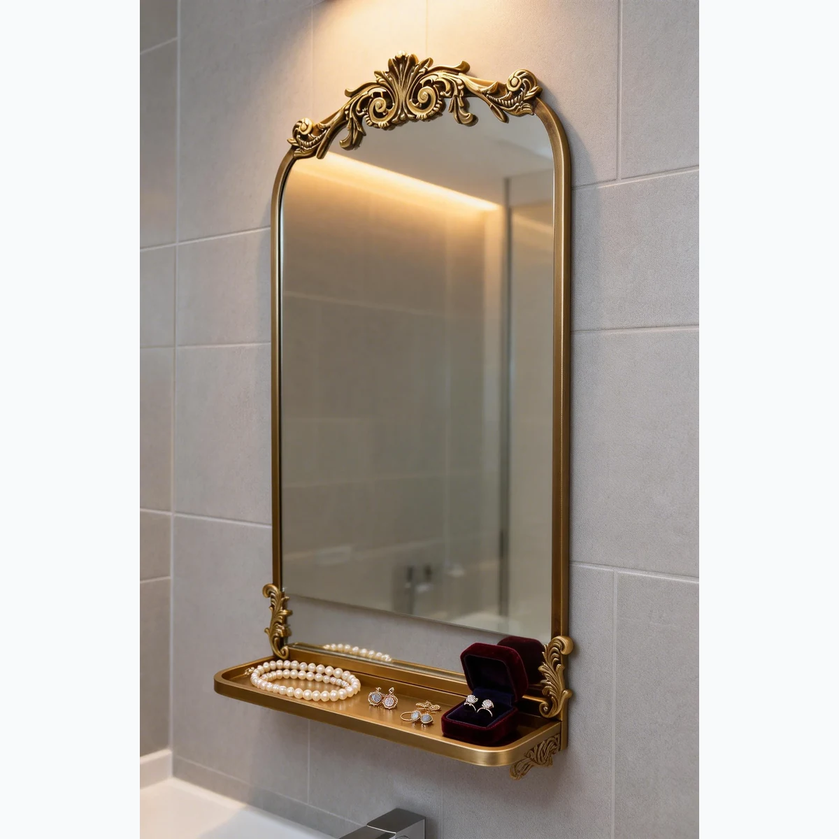 Art Deco Metal Carved Wall Mirror