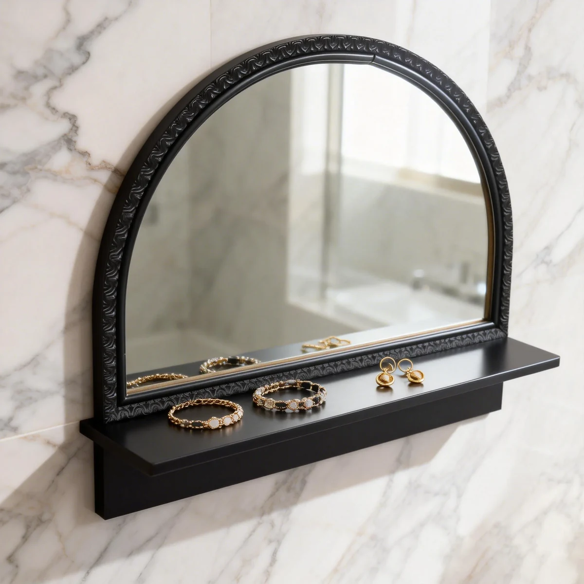 Art Deco Solid Wood Arched Arch Wall Mirror