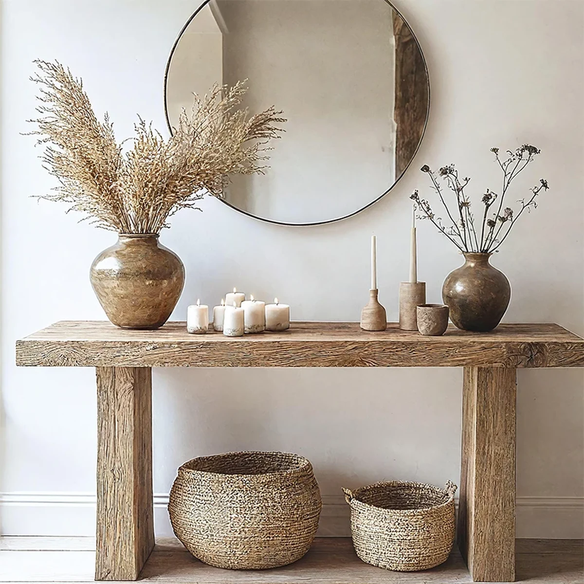 Farmhouse Solid Wood Console Accent Table