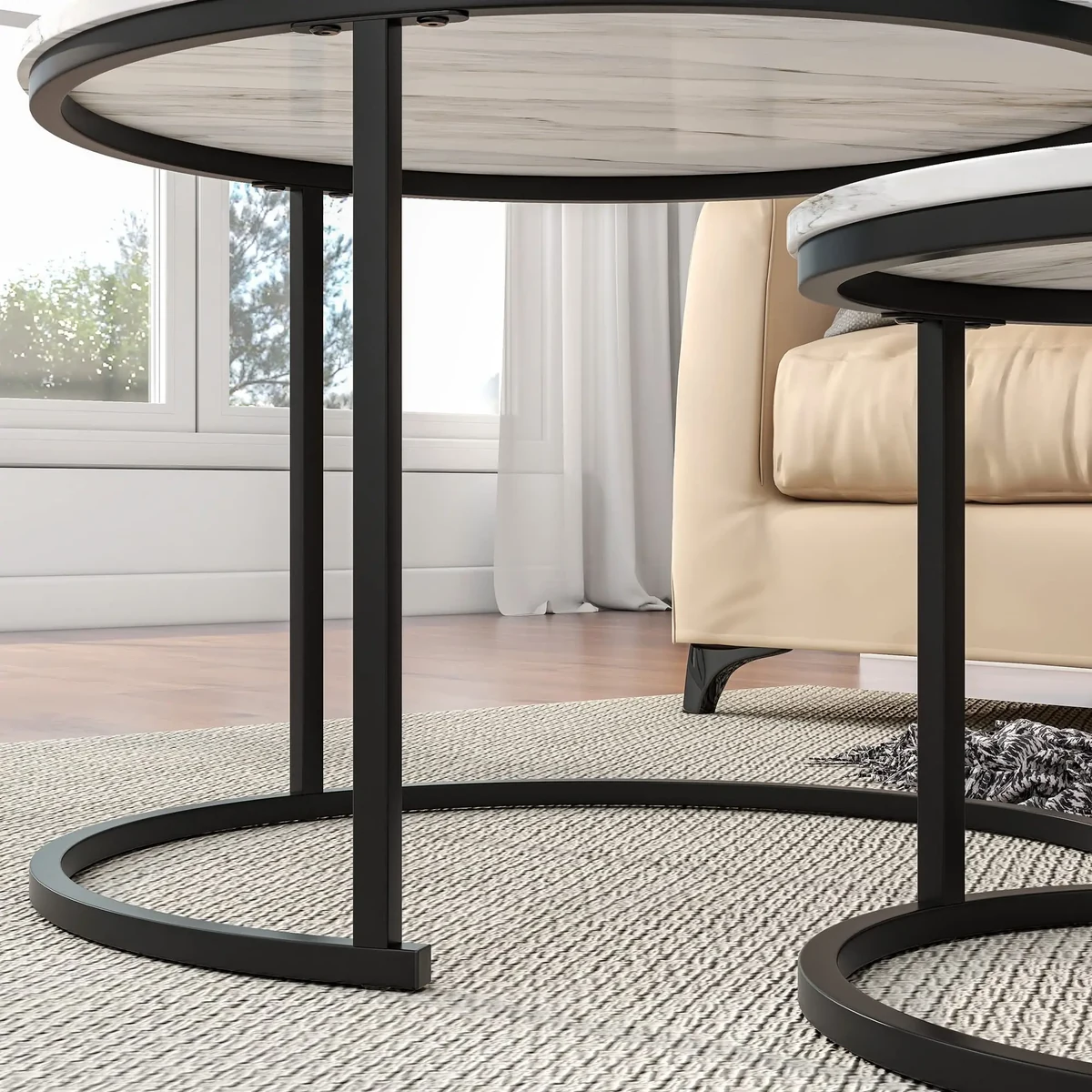 Modern Solid Wood Round Coffee Accent Table
