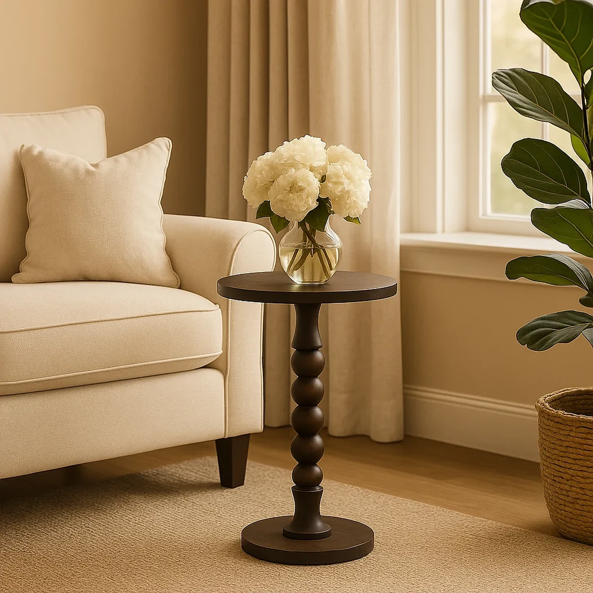 Modern Solid Wood Round Coffee Accent Table