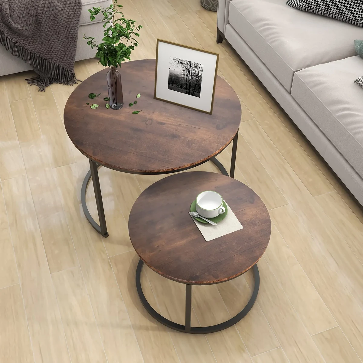 Luxury Solid Wood Round Coffee Accent Table