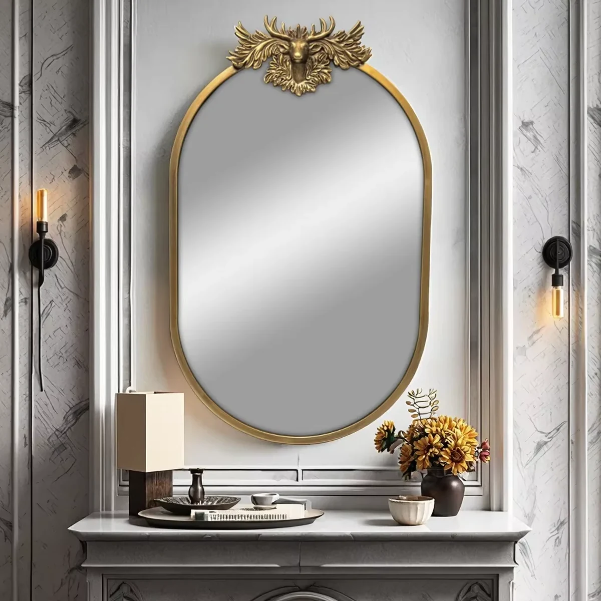 Art Deco Metal Wall Mirror