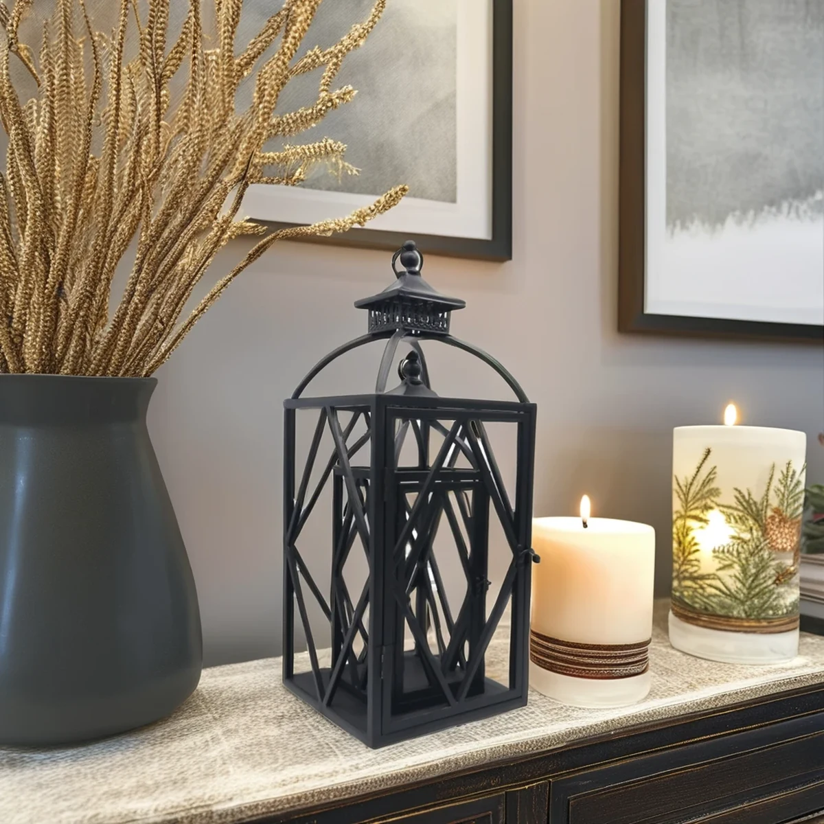 Classic Metal Lantern Home Accent