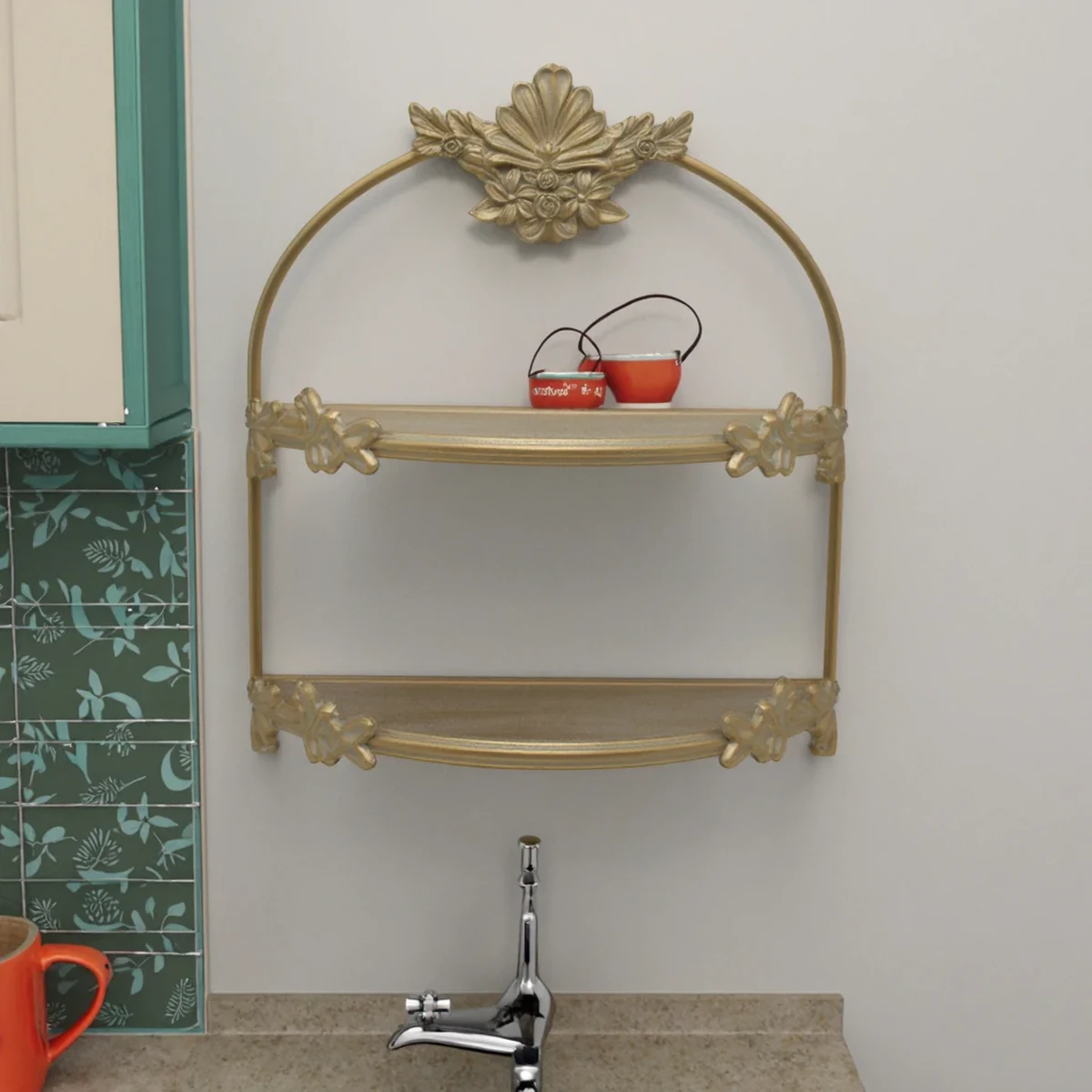 Classic Solid Wood 2-Tier Floating Floating Wall Shelf