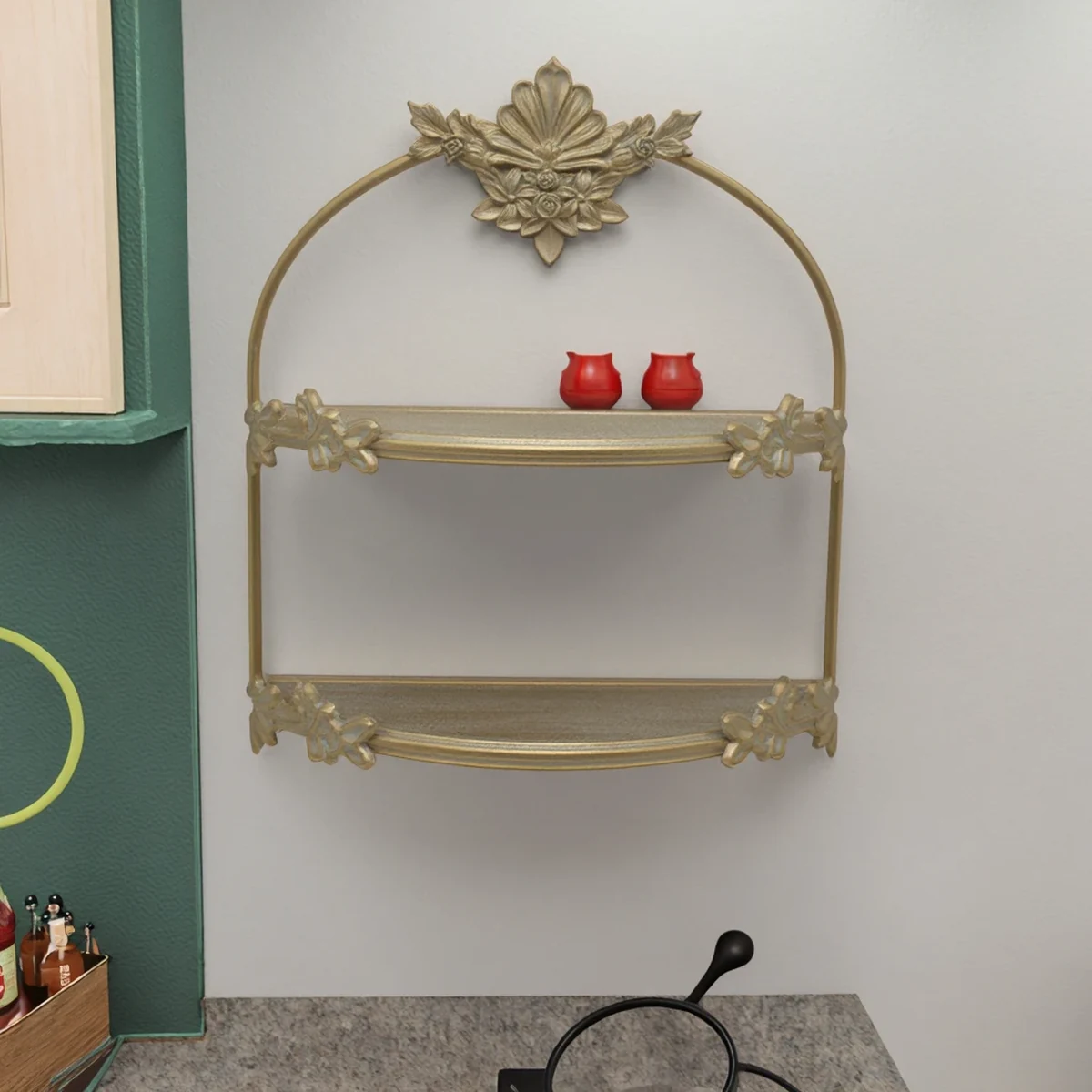Classic Solid Wood 2-Tier Floating Floating Wall Shelf