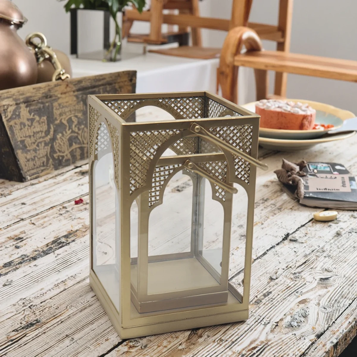 Modern Metal Lantern Home Accent