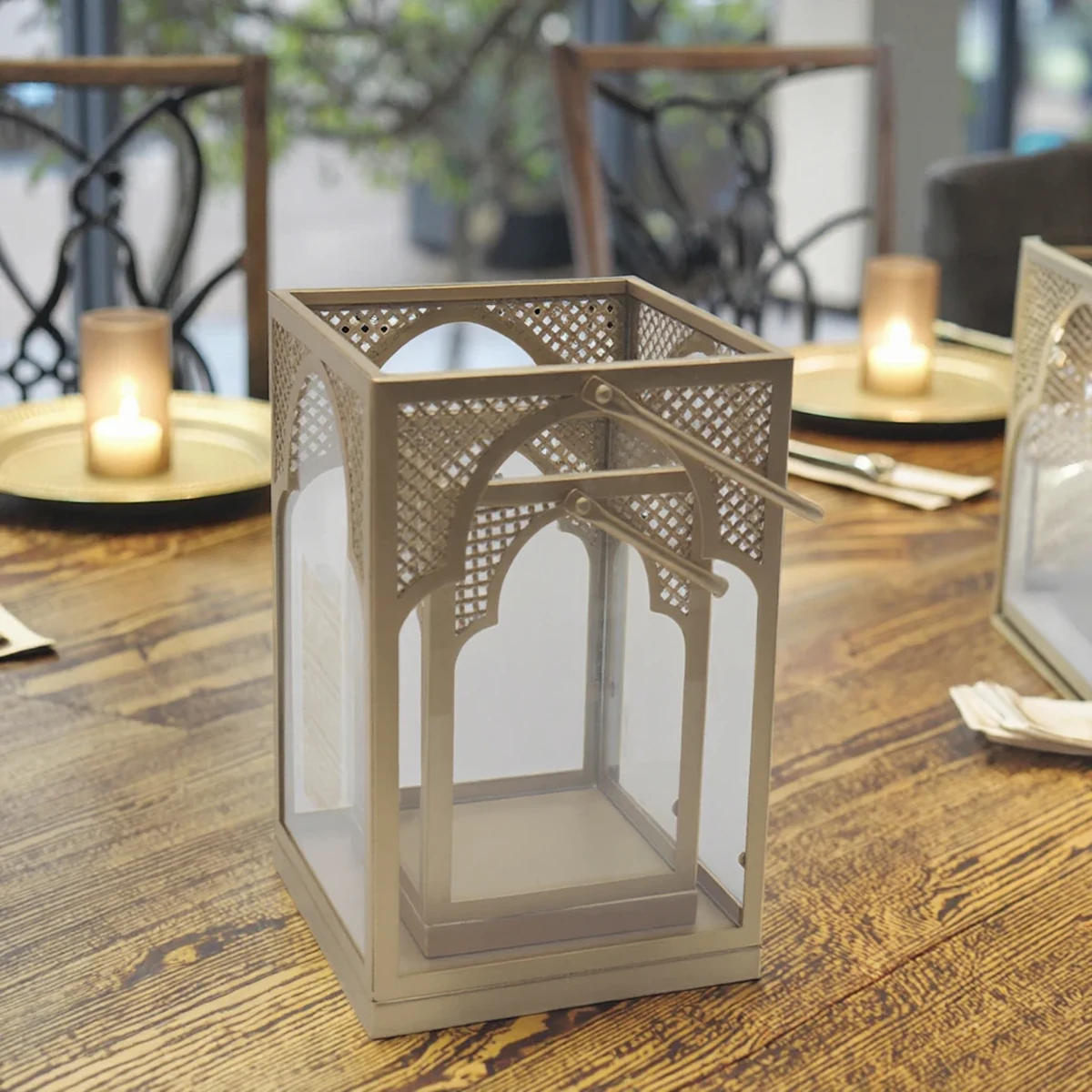 Modern Metal Lantern Home Accent